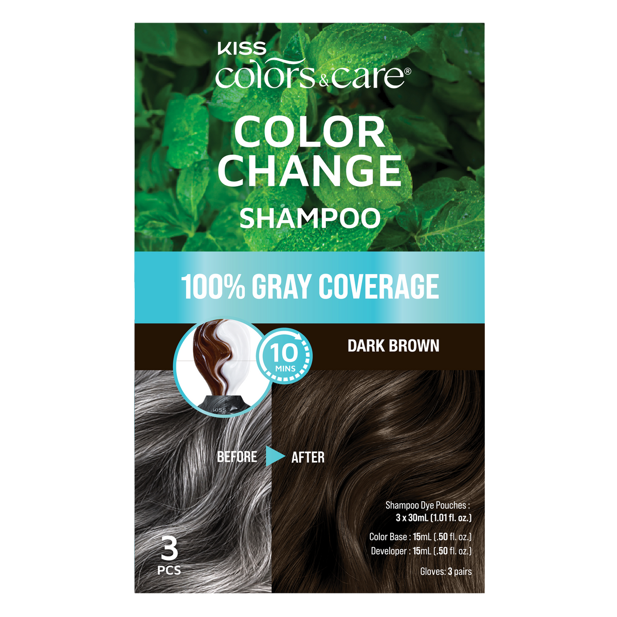Color Change Shampoo - 3 pc Sachet - Dark Brown