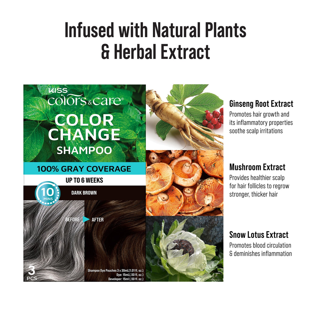 Color Change Shampoo - 3 pc Sachet - Dark Brown - photo 7