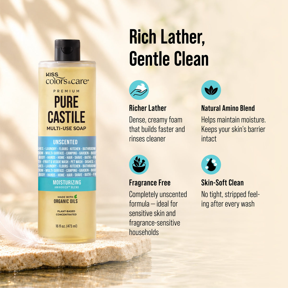 Premium Pure Castile Soap - 16 oz - Unscented - photo 3