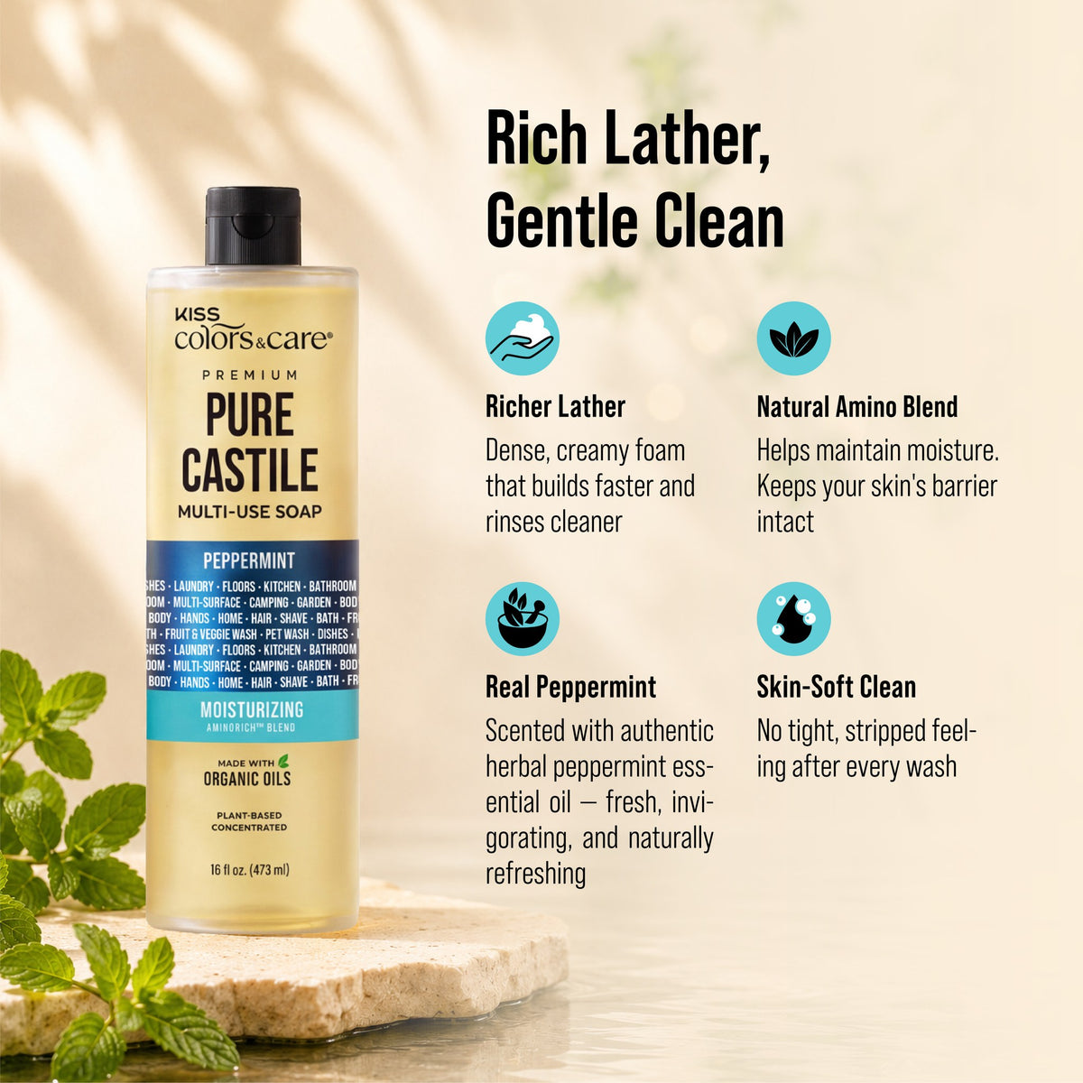 Premium Pure Castile Soap - 16 oz - Peppermint - photo 6