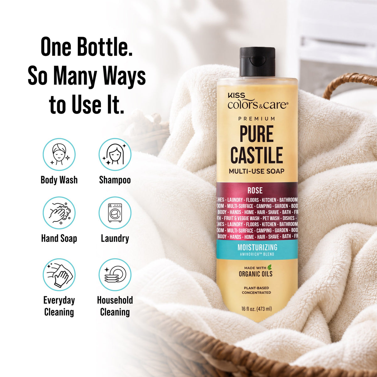 Premium Pure Castile Soap - 16 oz - Rose - photo 9