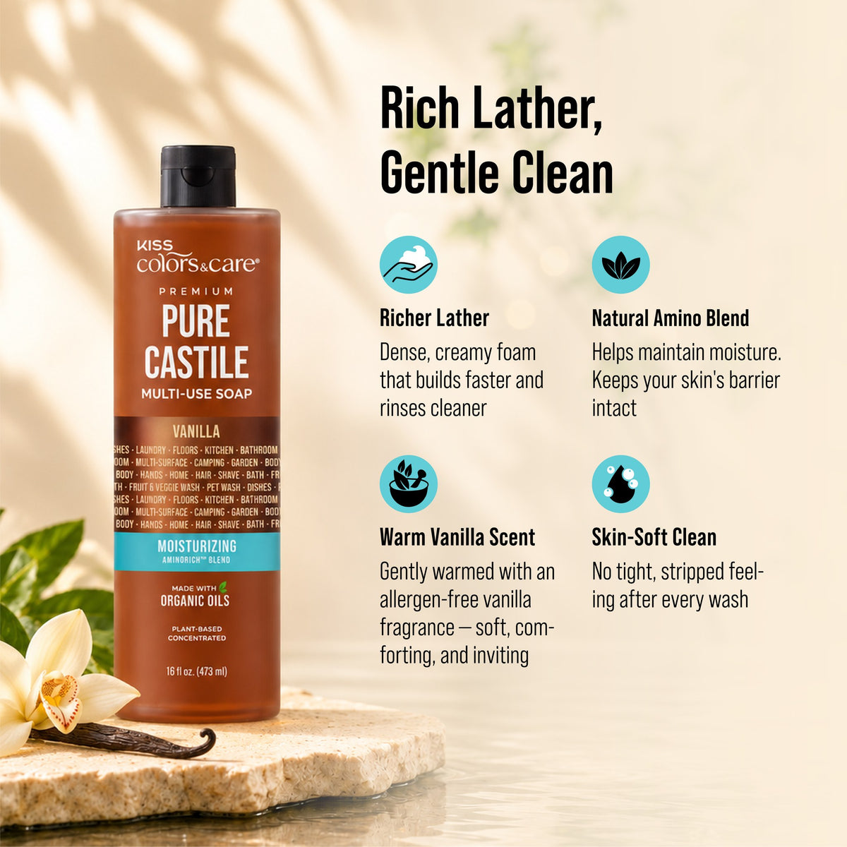 Premium Pure Castile Soap - 16 oz - Vanilla - photo 6