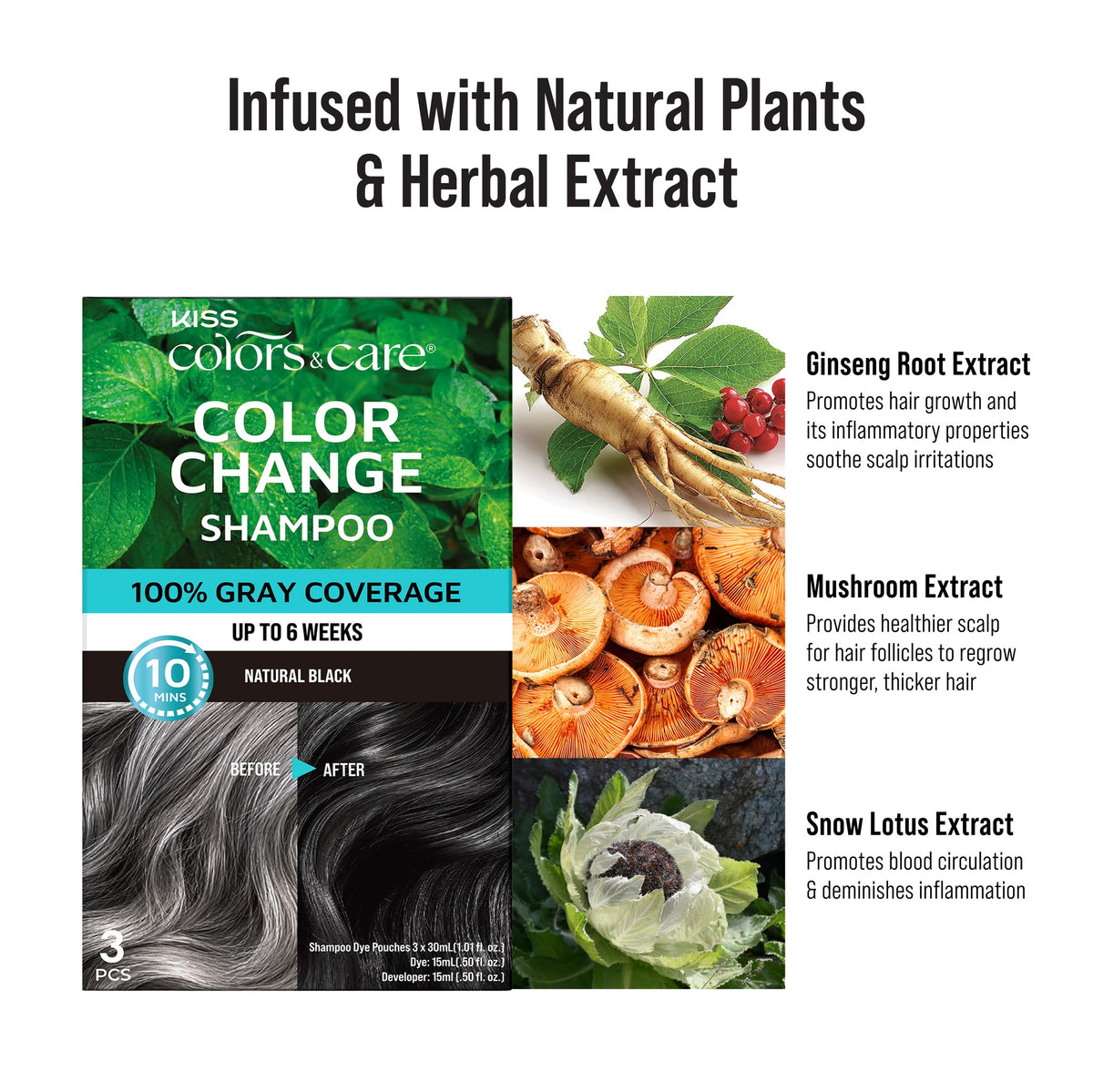 Color Change Shampoo - 3 pc Sachet - Black - photo 7