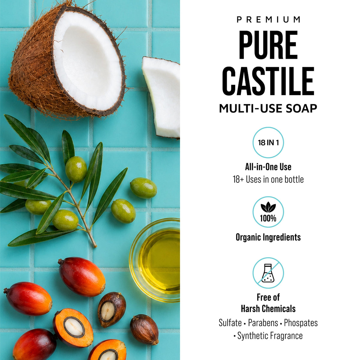 Premium Pure Castile Soap - 8 oz - Peppermint - photo 2